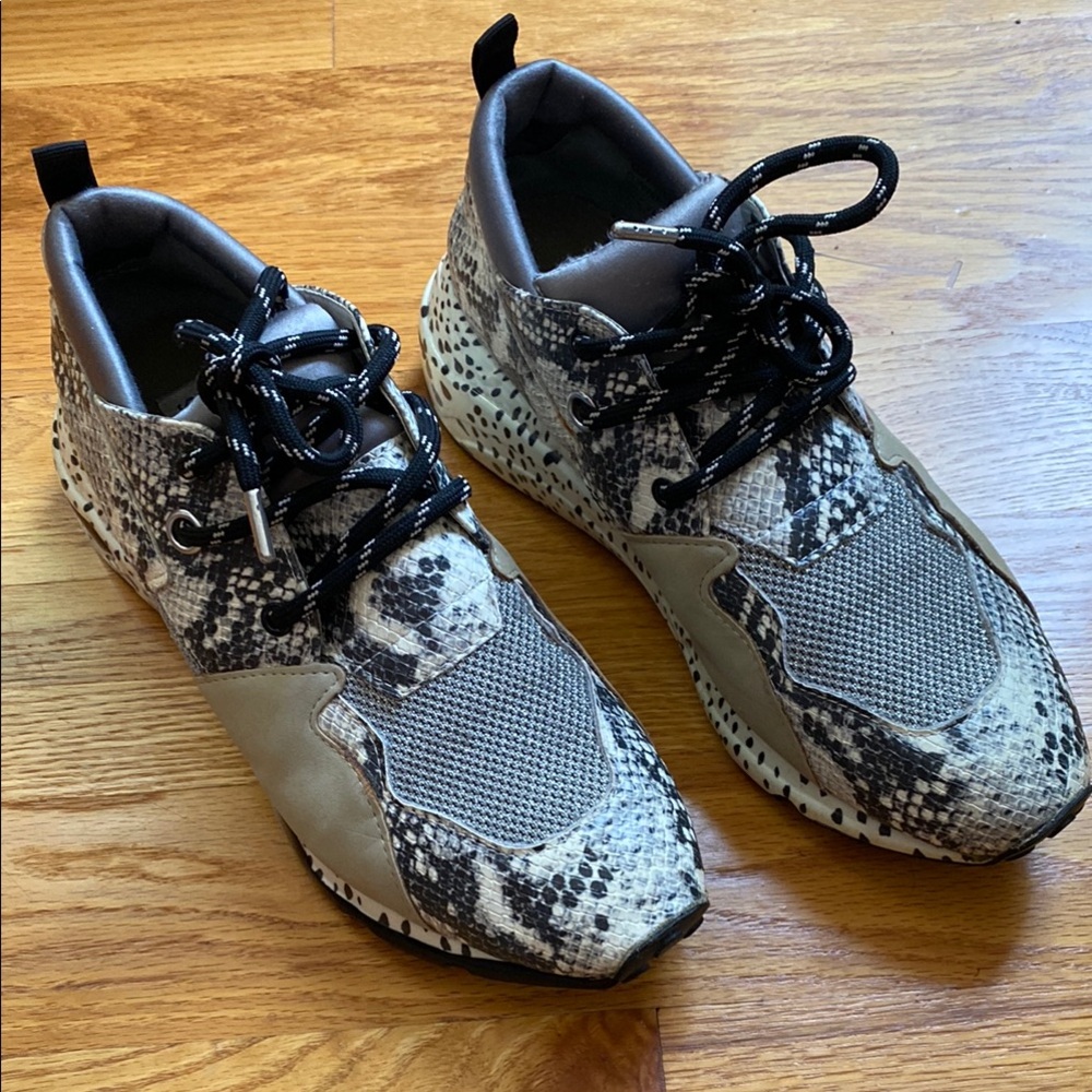Steve Madden Snake Print Sneakers - Black and Gray